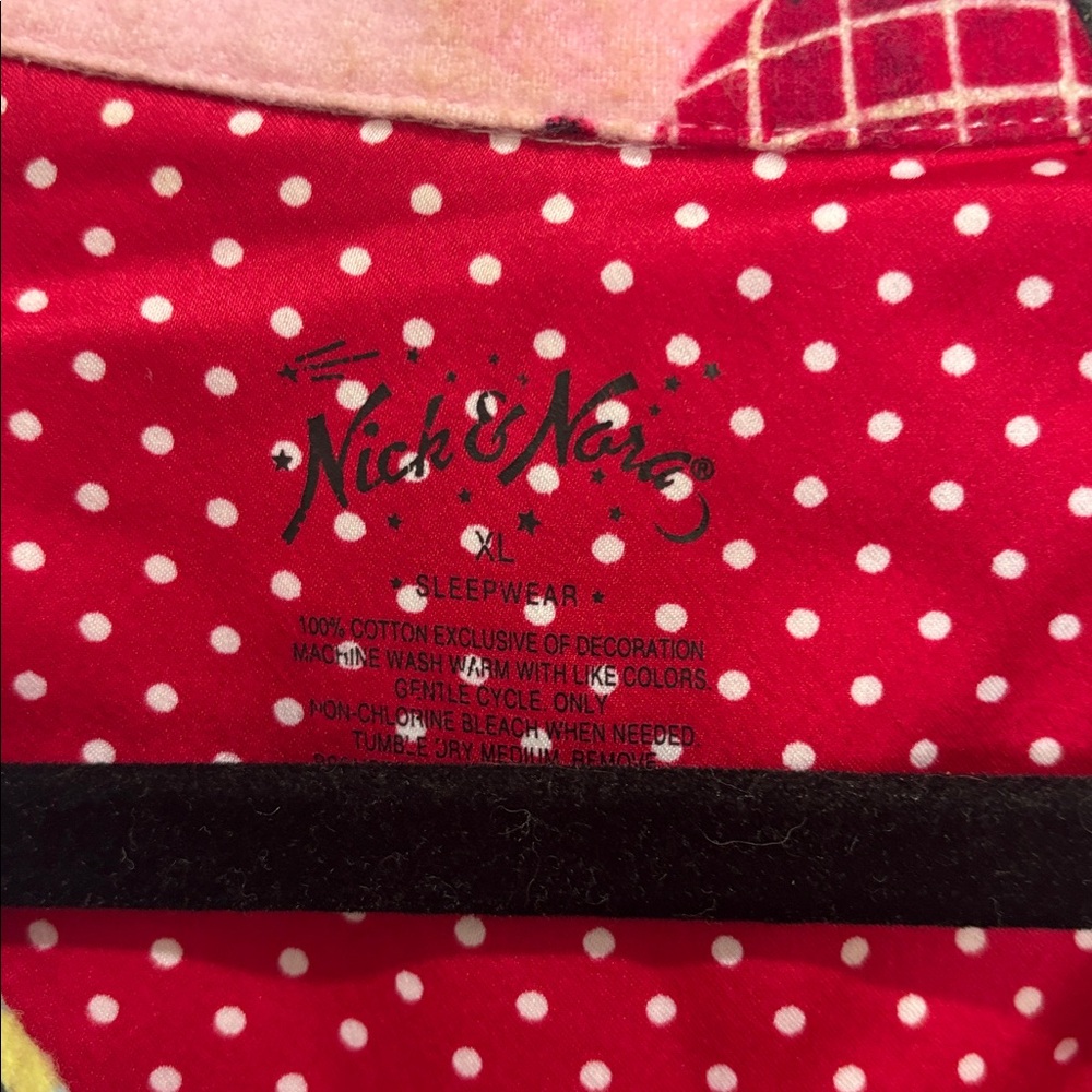 Nick & Nora Rare Pink chipmunk print flannel pajamas x large - Picture 2 of 11